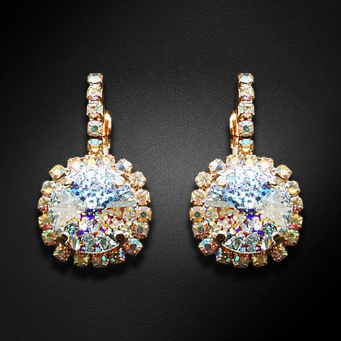 Auskarai "Klaris VII (Balta patina)" su Swarovski™ kristalais